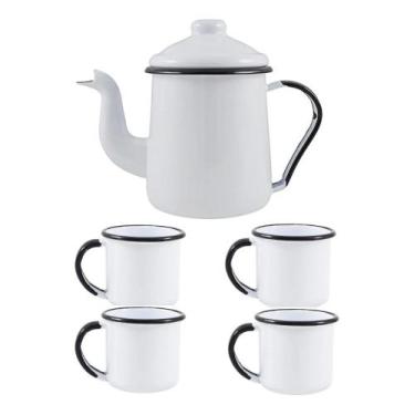 Imagem de Bule Cafeteira Esmaltado Ewel Mãe Ágata 1 litro C/4 Canecas - Ewel Esm