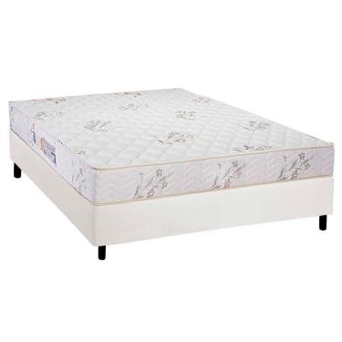 Imagem de  Cama Box Casal: Colchão Espuma Luckspuma D33 Supreme + Base CRC Courano White(138x188)