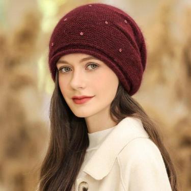 Imagem de Gorro Feminino Casual Pele De Coelho ELASHOPP , Roxo claro