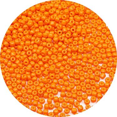 Imagem de Bala&Fillic Contas de sementes opacas de cor laranja de 4 mm com cerca de 1200 peças/100 gramas em saco, 6/0 contas de vidro para fazer pulseira e colar (laranja)