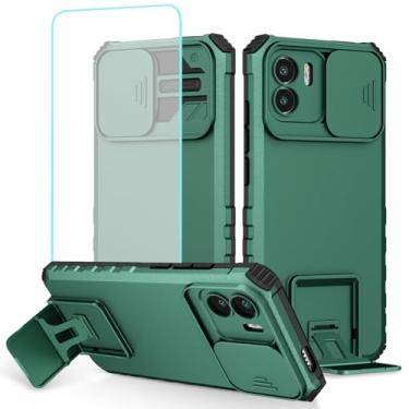 Imagem de Tothedu Capa para Redmi A1, Capa para Redmi A2 220733SI 220733SG com protetor de tela de vidro temperado e capa de câmera deslizante, capa protetora de telefone com suporte resistente para Xiaomi