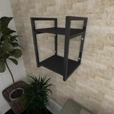 Imagem de Prateleira industrial para Sala aço cor preto prateleiras 30 cm cor pr