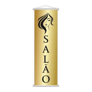Imagem de Banner Salão De Beleza Mulheres Dourado Serviço 100x30cm - PlimShop