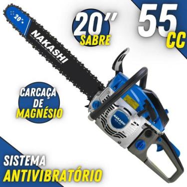 Imagem de Motosserra Profissional Nakashi NCS 550 54,6cc 2 Tempos À Gasolina Com