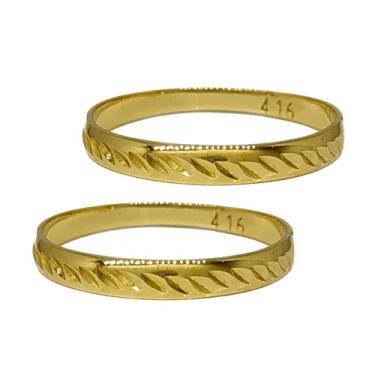 Imagem de Anel Em Ouro 18k 750 Par De Aparadores Alianças Amarelos, 14
