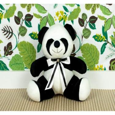 Imagem de Pelucia urso panda tedde 18 cm - CKD CONFECCOES, Laço preto