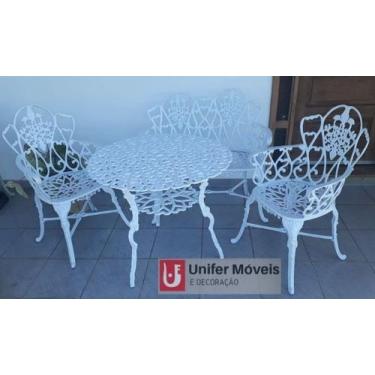 Imagem de Conjunto de Mesa Para Jardim Floral com Namoradeira e Mesa Alta em Alu