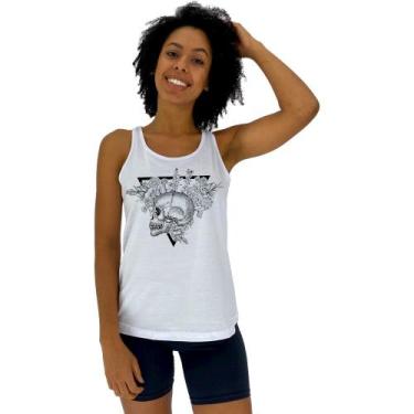 Imagem de Regata Feminina Recorte Nadador MXD Conceito Skull Roses, Branco, G