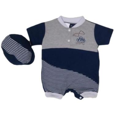 Imagem de Macacão de bebê Menino com bonezinho em tecido Algodão - Duda Shop