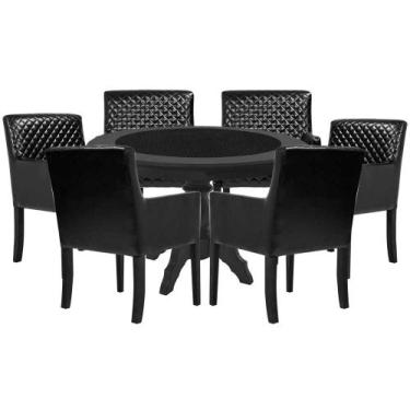 Imagem de Mesa de Jogos Carteado Montreal Redonda Tampo Reversível Preto com 6 C