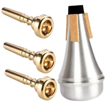 Imagem de Almencla Mini mudo para prática de trompete, mudo reto para prática de trompete para amantes de música e iniciantes