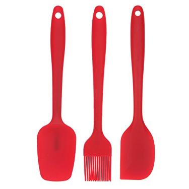 Imagem de Seribrmo Conjunto de espátula de silicone resistente ao calor de 3 peças, conjunto de utensílios de cozinha de silicone antiaderente com diferentes formas, espátula de mistura para gelar, regar,