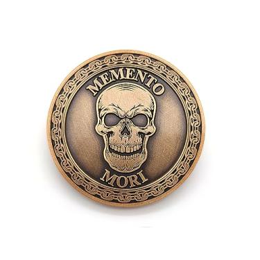 Imagem de ASVP Shop Moeda Memento Mori - Moeda estóica - Moeda Desafio de Marcus Aurelius - Filosofia Estóica Diária - Meditação Moeda de Preocupação