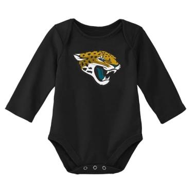 Imagem de Outerstuff Macacão de manga comprida com logotipo principal oficial da NFL para recém-nascidos e bebês de 0 a 24 meses (Jacksonville Jaguars - preto, 0/3 meses)