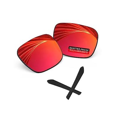 Imagem de iLikeo Lentes de reposição polarizadas de policarbonato PRO+ para óculos de sol Oakley Jupiter Squared OO9135 - Vermelho fogo