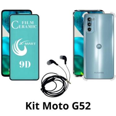 Imagem de Kit  Capa Transparente + Película de Cerâmica + Fone de Ouvido para Mo