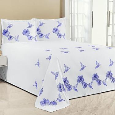 Imagem de Kit Cobre Leito Super King Beija Flor 3 Peças Bordado Micropercal Bran