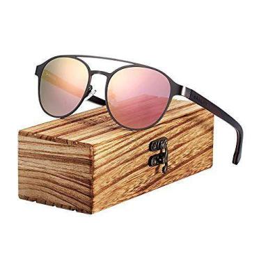 Imagem de Óculos de Sol Barcur Madeira Natural Polarizados Artesanal BC4119, Ros