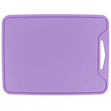 Imagem de Tábua de corte flexível de silicone de grau alimentício com furo para pendurar na cozinha (roxo)