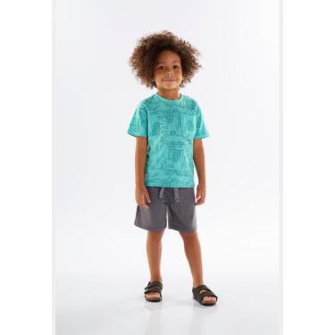 Imagem de Conjunto Infantil para Menino com Camiseta e Bermuda Up Baby, Azul, 2