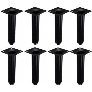 Imagem de Kit 8 Pé Para Móveis Regulável Redondo Preto 10cm em Metal - RENNA