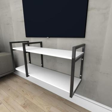 Imagem de Rack estilo industrial aço cor preto prateleiras 30cm cor branca model