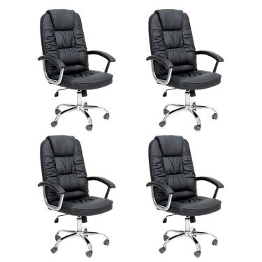 Imagem de Conjunto com 4 Cadeiras de Escritório Presidente Giratórias Finland Preto