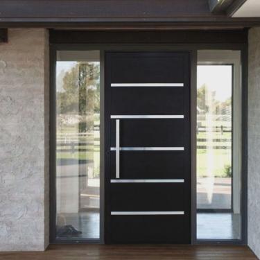 Imagem de Porta Pivotante Solara Alumínio Puxador Barra Chata 210 X 100 Lado Direito Preto