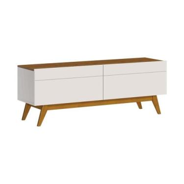 Imagem de Rack Bancada 2 Gavetas 146cm Amy Off White/Freijó G29 - Gran Belo