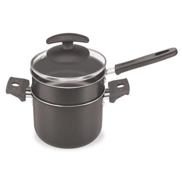 Imagem de Cuscuzeiro Baby Preto Antiaderente Individual Prático com Tampa de Vidro