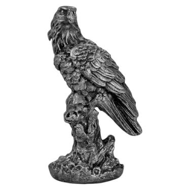 Imagem de Águia Tronco Decorativa Espanta Pombo Pomba Resina com 22 cm (Prata)