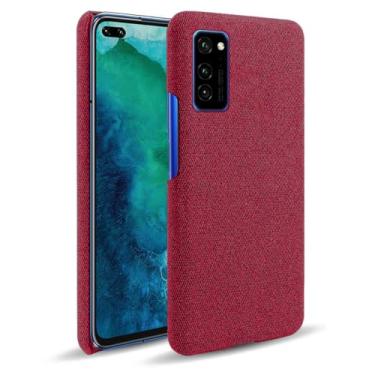Imagem de Capa para Huawei Honor V30,Capa desenhada em lona,Case Protetora Ultrafina com Empunhadura Macia,Design em Tecido Antichoque e Antiarranhões-Red
