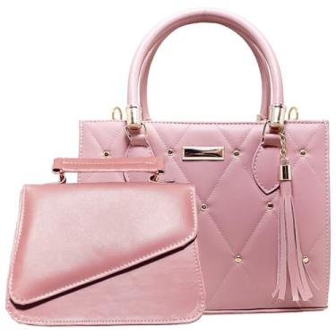 Imagem de Kit 2 Bolsas Femininas Transversal De Ombro Tiracolo Bolsa Pequena Tote Clutch Alça Removivel (Rose)