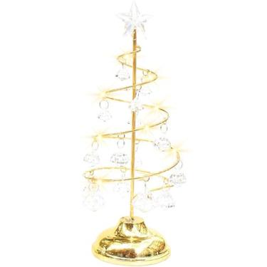 Imagem de Árvore de Natal Luz Noturna Árvore de Natal Luz Noturna LED Estrela Topper Pingente de Cristal Luz Noturna de Natal Base Banhada a Pilhas Decorações de Natal para Mesa de Cabeceira, Sem Bateria,