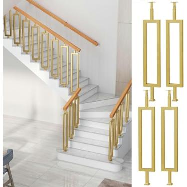 Imagem de LGEOELIAS Eixos de escada modernos retangulares, 80 84 88 90 102 110 cm de altura Balaústres de degrau para escadas interiores exteriores varanda corrimão de escada, piso de madeira, piquetes de