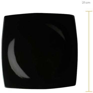 Imagem de Prato Raso Porcelana Sobremesa Oriental Preto 21cm Germer Qu
