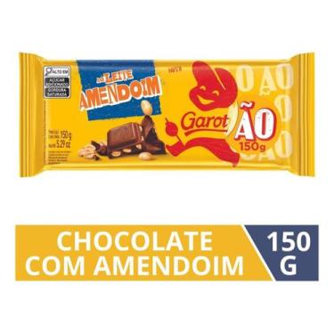Imagem de Kit c/ 2 Chocolate Ao Leite Com Amendoim Garoto Barra 150g - Barra de 