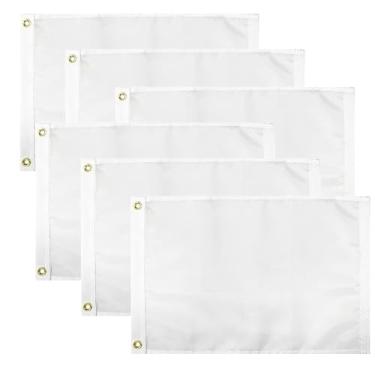 Imagem de Flagolden Bandeira branca sólida, 30,5 x 45,7 cm, pacote com 6, bandeiras brancas, pequenas, brancas, resistentes, para criar seu próprio banner personalizado