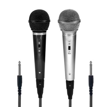 Imagem de Kit de Microfones Dinâmicos Profissionais, Conector P10, Karaokê, Corpo Metálico (2, Multicolorido)
