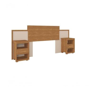 Imagem de Cabeceira Box Dinamarca Com Duas Mesas Acopladas Camas Fenix Cor:cinamomo-off White