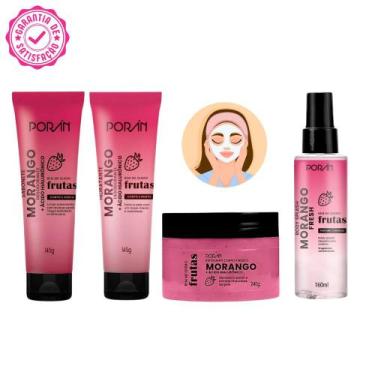 Imagem de Kit completo Skincare Morango cuidados coma pele Porán