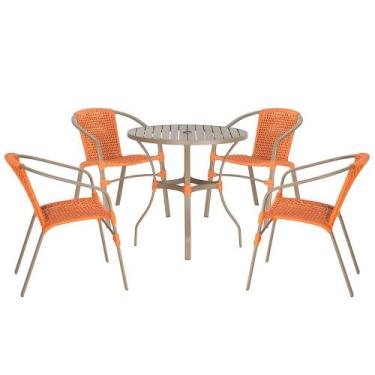 Imagem de 04 Cadeiras Floripa e Mesa Roma 80Cm Fendi e Corda Nautica Trama Origi