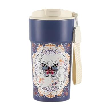 Imagem de Xícara de café de aço inoxidável 304 de 500 ml, 304ss, caneca de café Tritan, copo de café de aço inoxidável isolado, copo de café gelado reutilizável, caneca de viagem de café quente com canudo