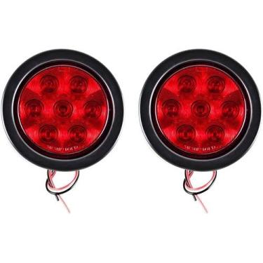 Imagem de Kit de luzes traseiras de reboque de LED redondo de 10 cm, 7 LEDs, à prova d'água, 10 cm, parada de freio, luzes de reboque, lentes reflexivas, seladas, montagem embutida para caminhão, trailer, barco, UTE, UTV, plugue de ilhós de 12 V incluído