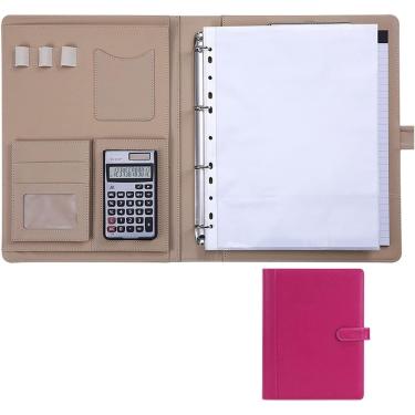 Imagem de Estojo De Escrita A4, Estojo De Conferência Em Couro, Estojo De Documentos Com Zíper, Pasta à Prova D'água Com Pasta De Anel, Prancheta, Bloco De Notas, Pasta De Pasta De Port, Pink 2