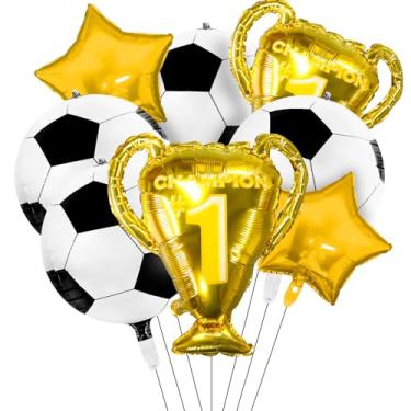 Imagem de Lukinuo Balões De Futebol 4D Sphere, 8 Peças, 22" Troféu Campeão Para Decoração Festa, Da Copa Do Mundo, Bola Esportiva, Aniversário Fãs