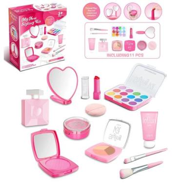 Imagem de Meninas Jogam Conjunto De Maquiagem Cosméticos Falsos Batom Em Pó Blus