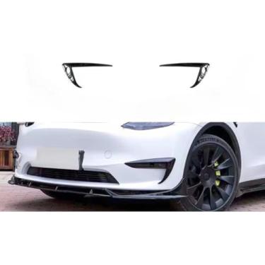 Imagem de Para Model 3 Fast Front Bumper Side Splitter For Model 3 Fast 2019-2023 Wind Knife Spoiler Tuning Air Blade Body Kit (Carbon Look)