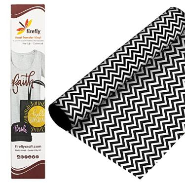 Imagem de Firefly Craft Planilha de vinil para transferência de calor | Vinil estampado HTV | Vinil estampado de ferro em vinil para Cricut e silhueta | Vinil de prensa térmica para camisetas – 30,48 cm x 50,80 cm, Black Chevron, 1 sheet, 1