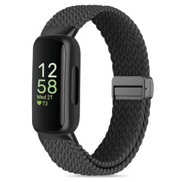 Imagem de Oanux Pulseira de reposição elástica magnética trançada compatível com Fitbit Inspire 3/Fitbit Inspire 2, pulseira de substituição de nylon elástica para mulheres e homens Inspire 3/2